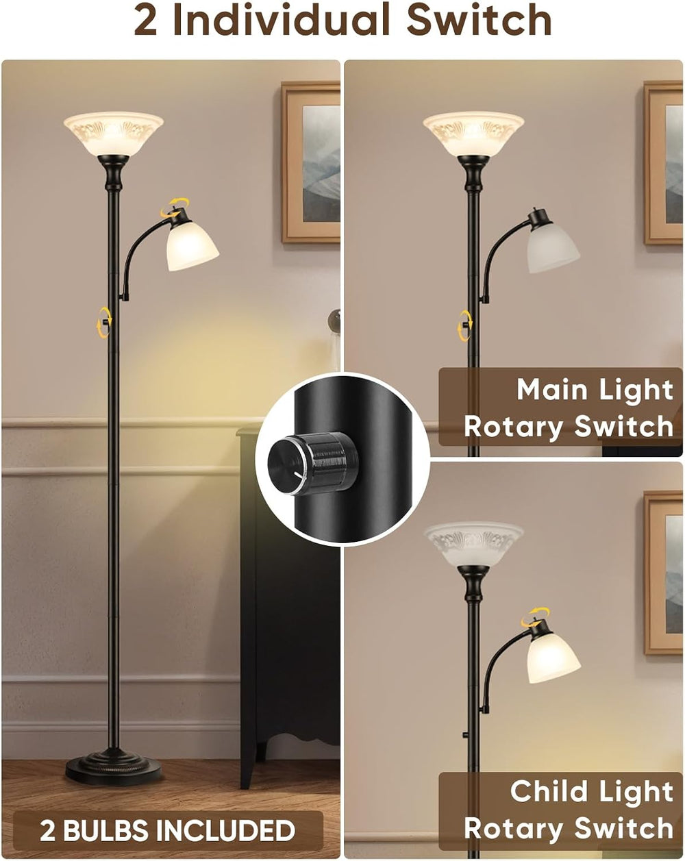 Torchiere Floor Lamps for Living Room, 71" Tall Standing Lamp with Thick...