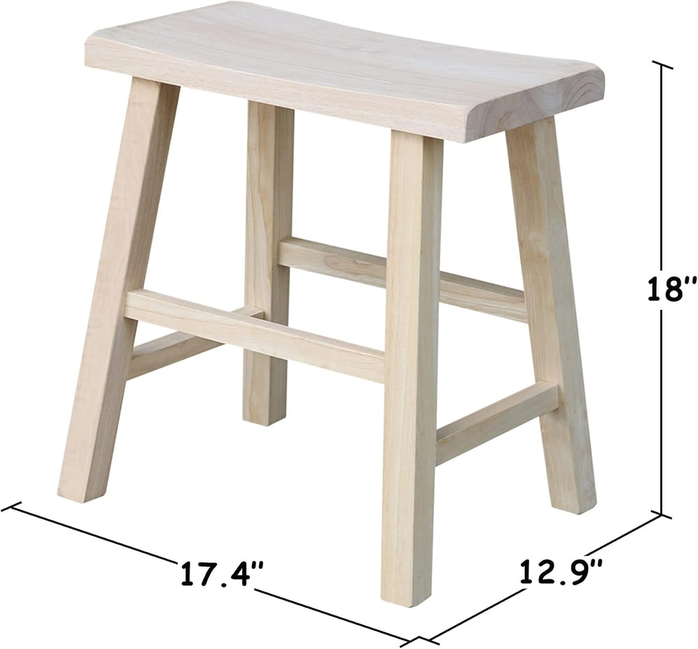 International Concepts Saddle Seat Stool, 18-Inch Seat Height, Solid Parawood...