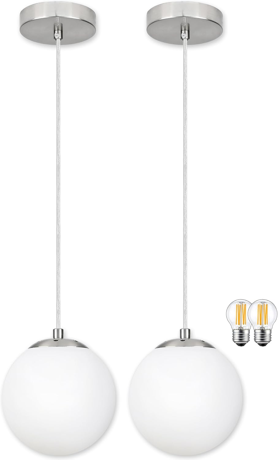 KoKo&Yukina 6 Inch Globe Pendant Light Nickel Globe Pendant Lights Kitche...