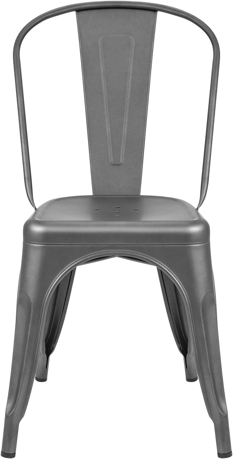 Furmax Metal Dining Chair Indoor-Outdoor Use Stackable Classic Trattoria Chai...