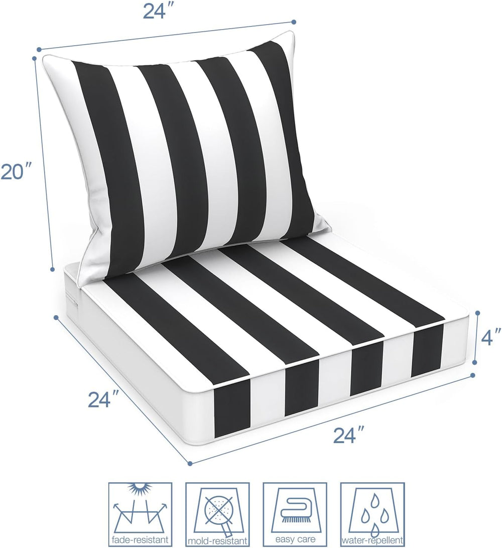 LVTXIII Outdoor Deep Seat Cushion Patio Seat and Back Cushion Set Seasonal Ch...