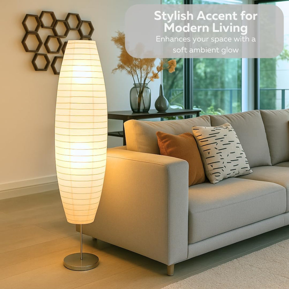 LIGHTACCENTS Paper Floor Lamp Set of 2, 59" Tall Modern Standing Lamps f...