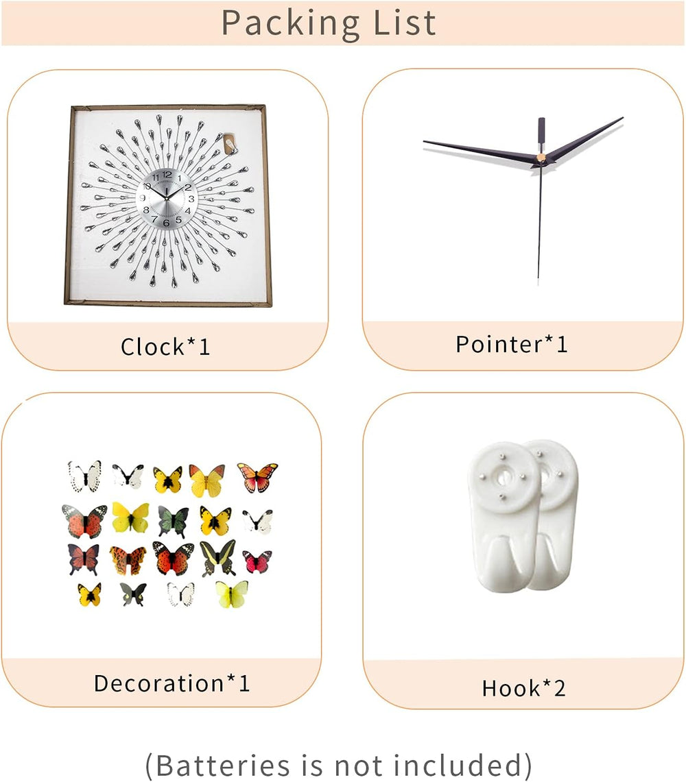 FLEBLE Modern Large Wall Clock for Living Room Decor Clock Battery Operated