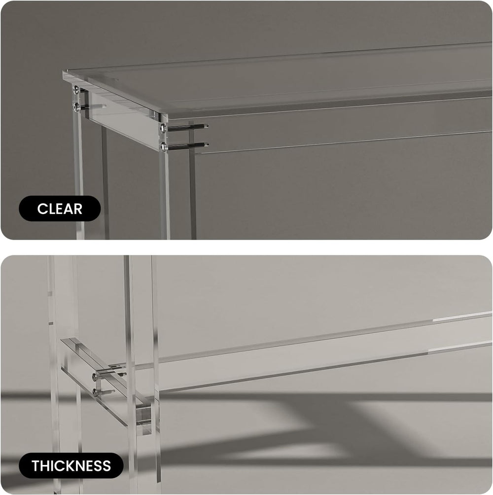 Sumerflos Acrylic Counter Height Table - 39" Clear Bar Table Rectangular...