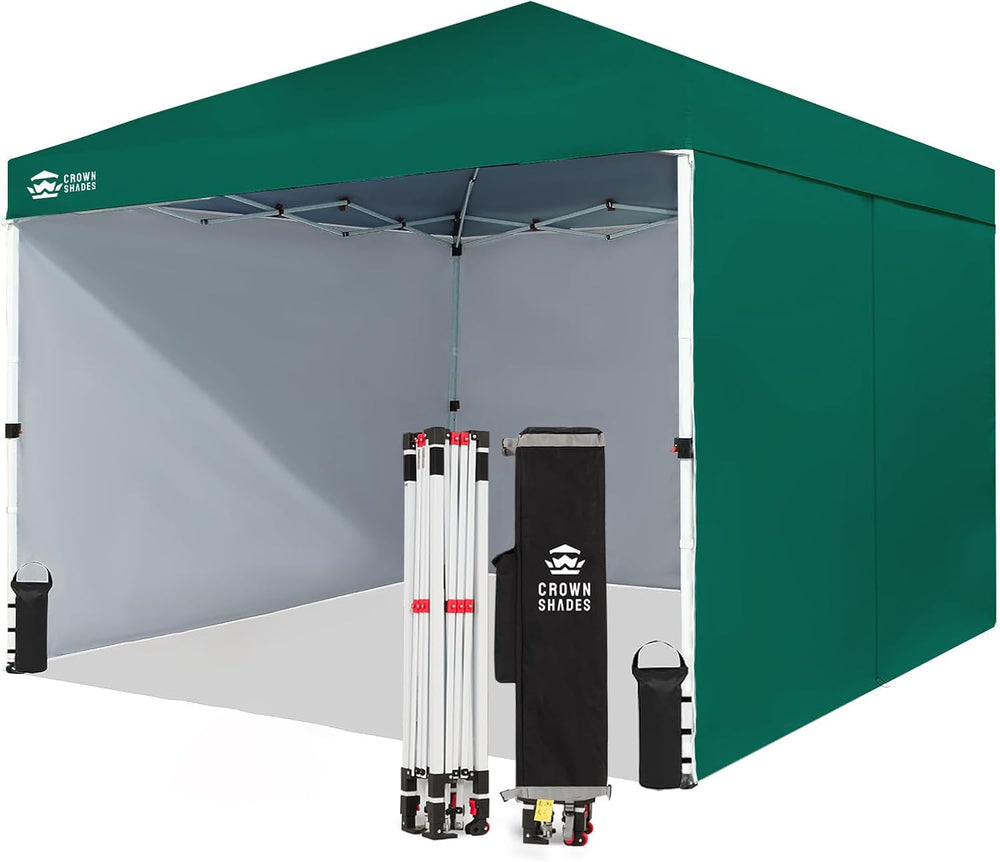 CROWN SHADES 10X10 Commercial Pop Up Canopy Tent with Sidewalls, Green