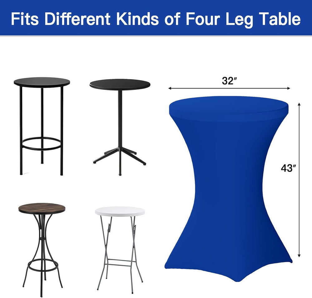 Fixwal 4 Pack Cocktail Tablecloth Bar Top Table Covers Round Royal Blue