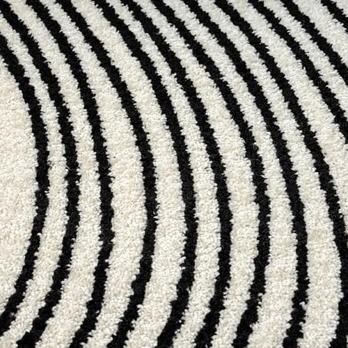 Abani Cream and Black Swirl Area Rug | 4" x 6" Beige Carpet with Wa...