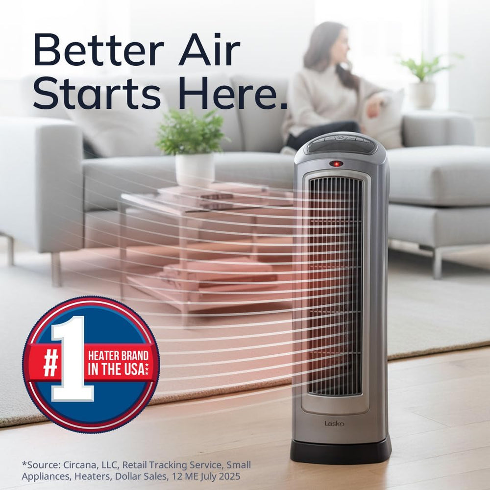 Lasko Oscillating Digital Ceramic Tower Heater for Home with Adjustable Therm...