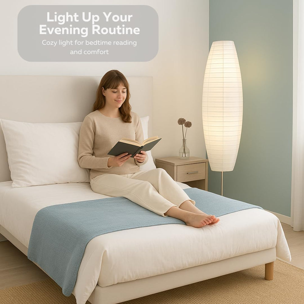 LIGHTACCENTS Paper Floor Lamp Set of 2, 59" Tall Modern Standing Lamps f...