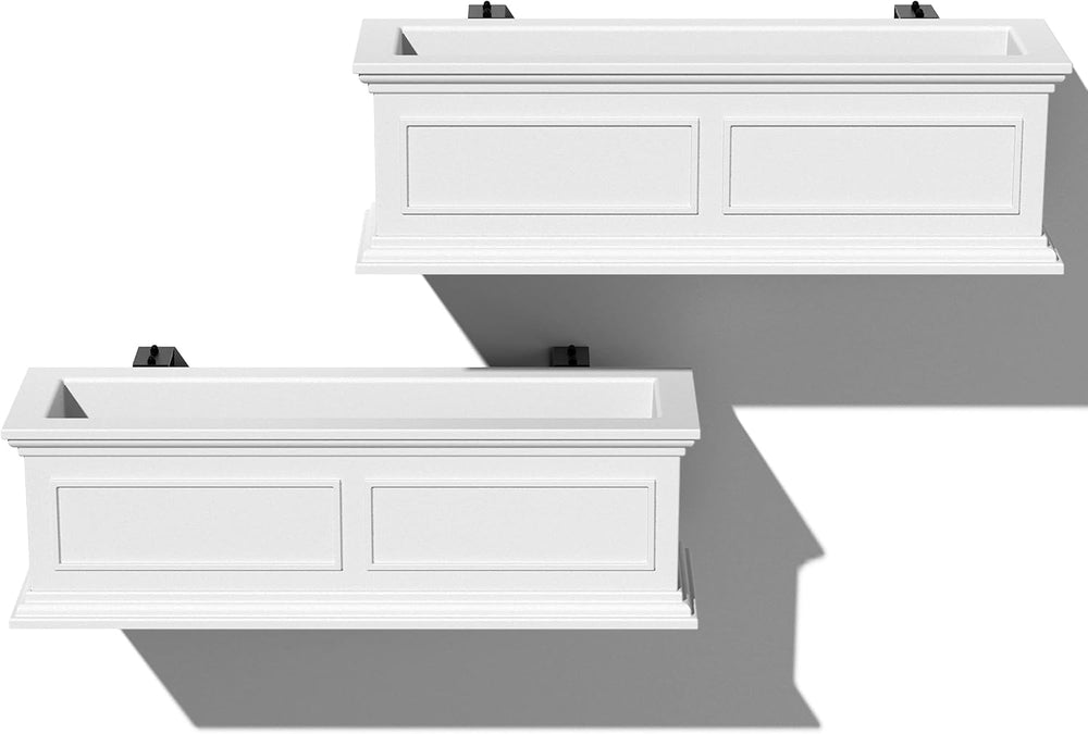 Veradek Brixton Series Plastic Railing Planter - Rectangular Planter for Outd...