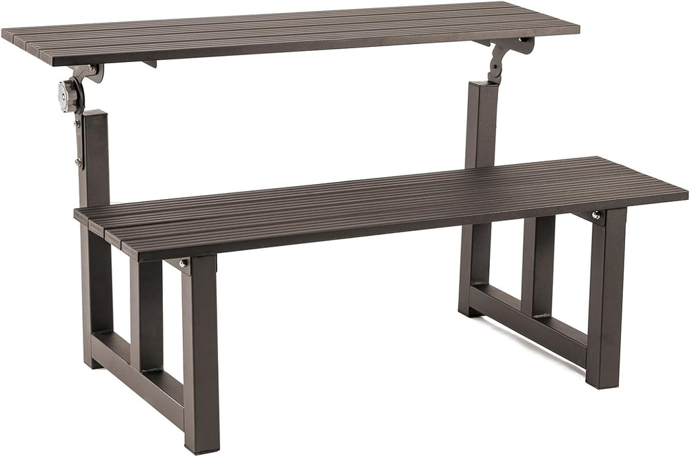TECSPACE Aluminum Outdoor Convertible Bench, Brown, 400 LBS Load Capacity, Ad...