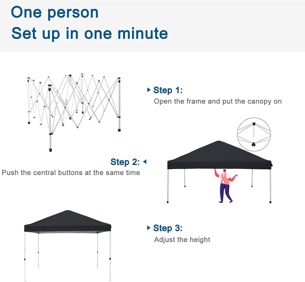 VINGLI 10x10 Pop Up Canopy Tent with Carry Bag and Sandbags, Outdoor Gazebo C...