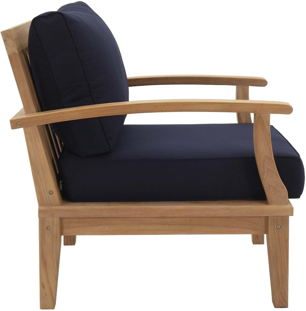 Modway EEI-1143-NAT-NAV-SET Marina Premium Grade A Teak Wood Outdoor Patio Ar...