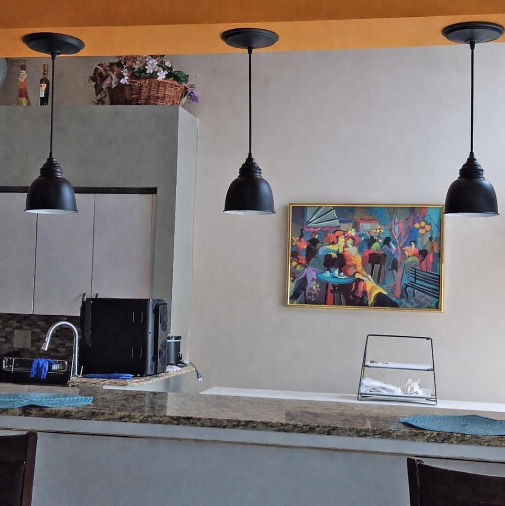 Worth Home Matte Black Pendant Recessed Can Conversion Kit Small Black Dome