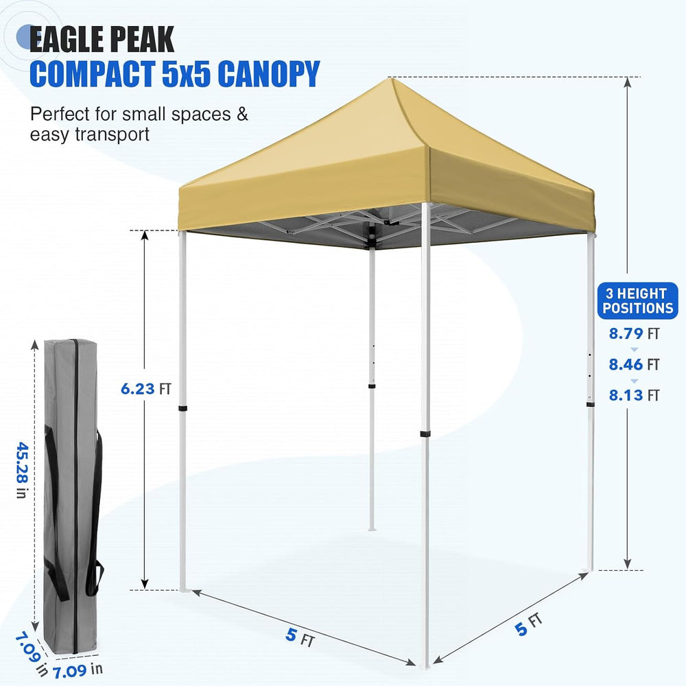 EAGLE PEAK 5x5 Pop Up Canopy Tent, Beige