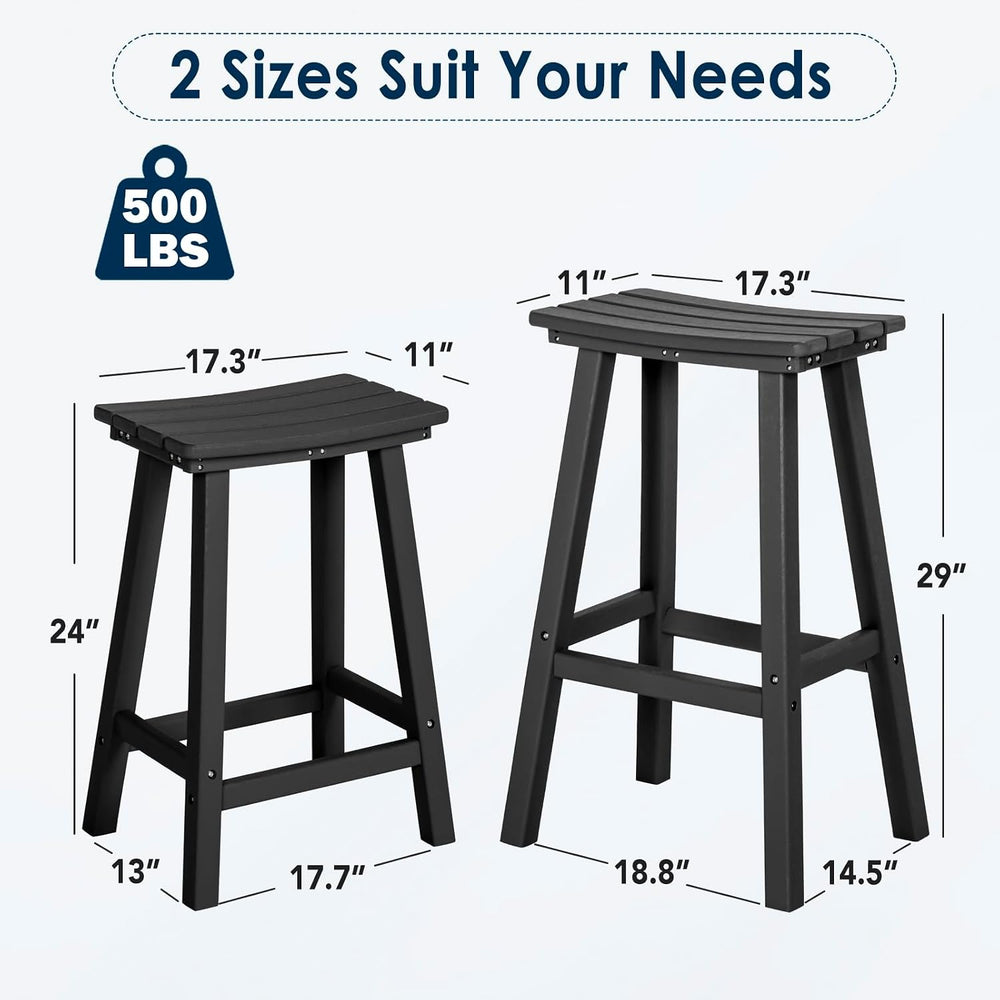 nalone 29 Inch Outdoor Bar Stools Set of 2, HDPE Bar Chairs with Footrest, We...