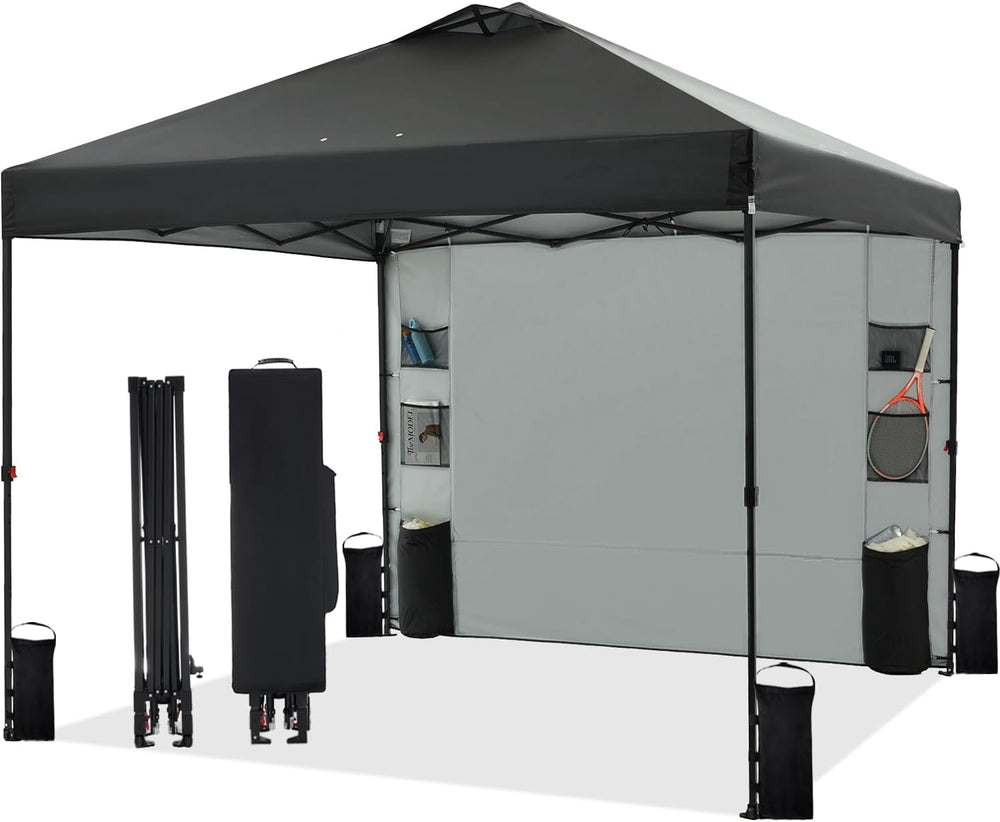 Tunbne 10X10 Pop Up Canopy Tent Outdoor with 1 Sidewalls, One Push Setup