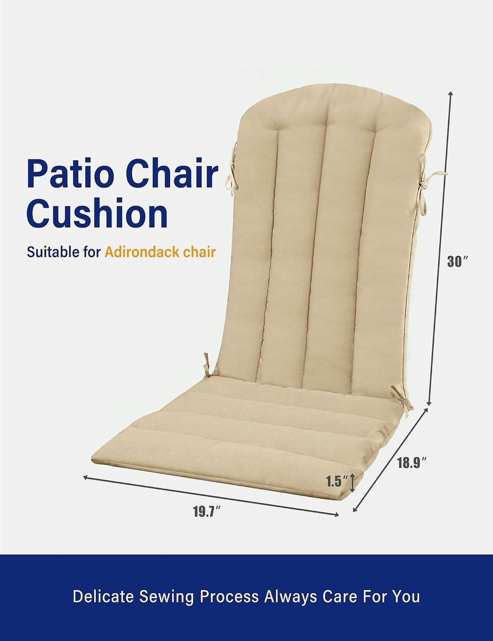 YEFU Adirondack Chair Cushion, 19.7x18.9x1.5 Cushions Set of 2, Light Brown
