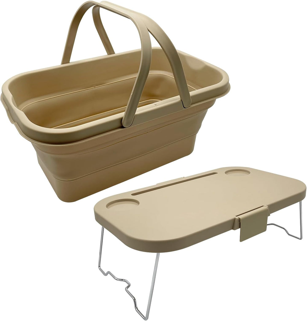 Foldable Picnic Basket Car Trunk Organiser, Khaki