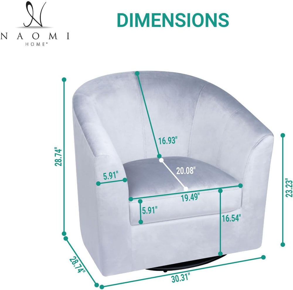 Naomi Home Ariana Swivel Accent Chair – Modern Barrel Accent Armchair with 36...