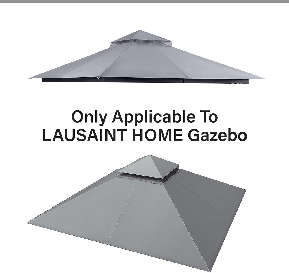 LAUSAINT HOME Gazebo Replacement Canopy Top 10'x10', Removable Vented...