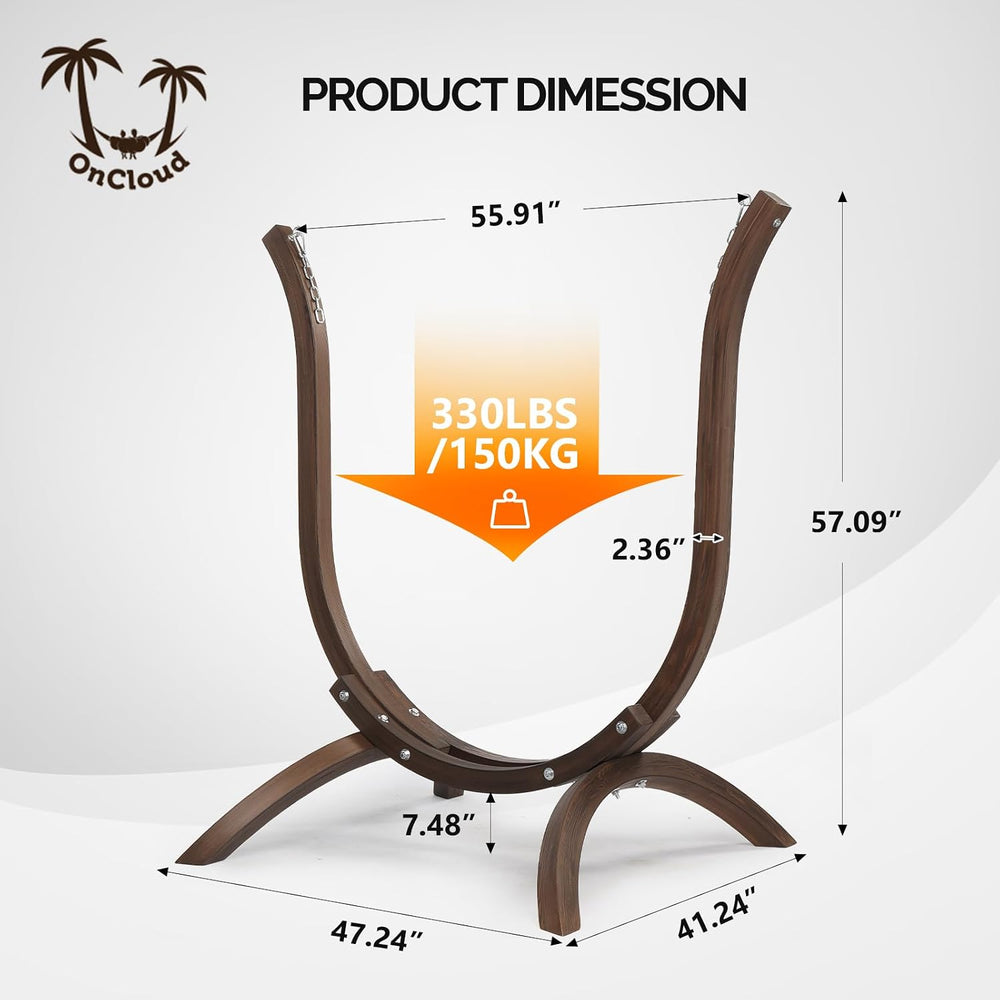 ONCLOUD 550 LBS Hand-Made Elegant Hammock Chair W/Stand, Premium Curved Woode...