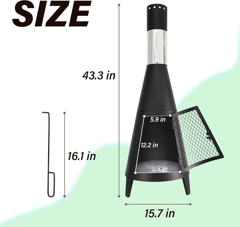 BDL Outdoor Chiminea Fireplace Wood Burning Fire Pit for Patio