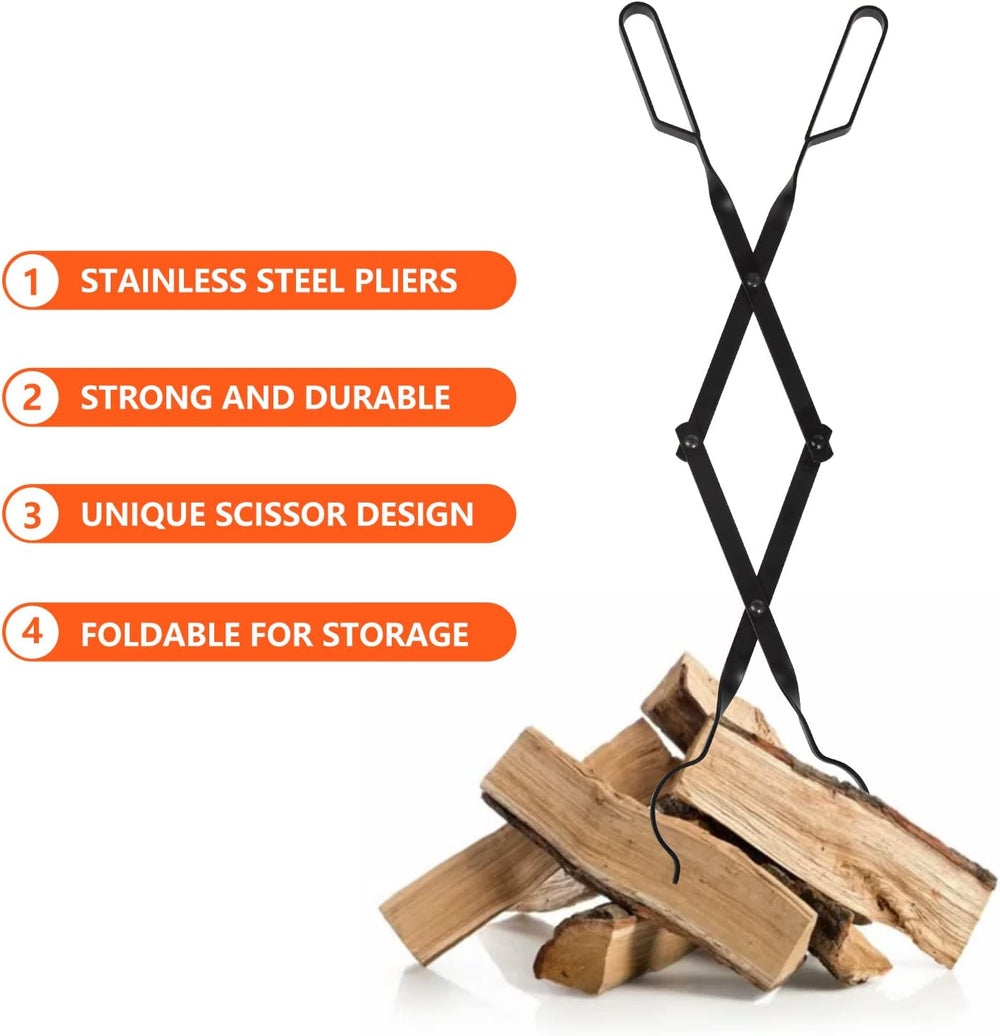 26" Fireplace Tongs, Fire Pit Tool, Fire Pit Accessories Tool for Outdoo...