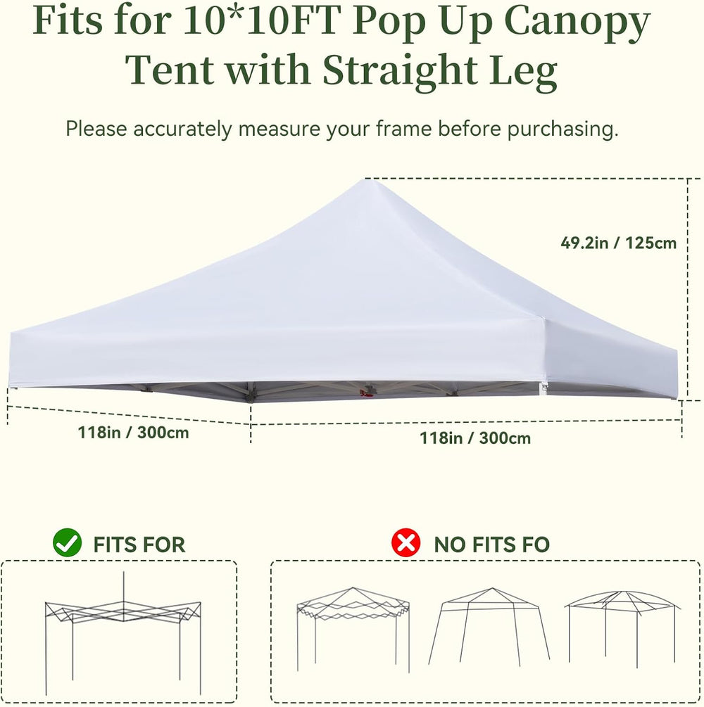 10x10 Canopy Replacement Top Cover for Pop Up Canopy Tent, Industry-Leading 3...