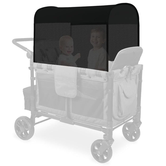 Stretchy Panoramic Canopy Compatible with Wonderfold Stroller Wagons W4 All Models,with Two Mesh Windows, UPF50+ Sun Protection,(Black)