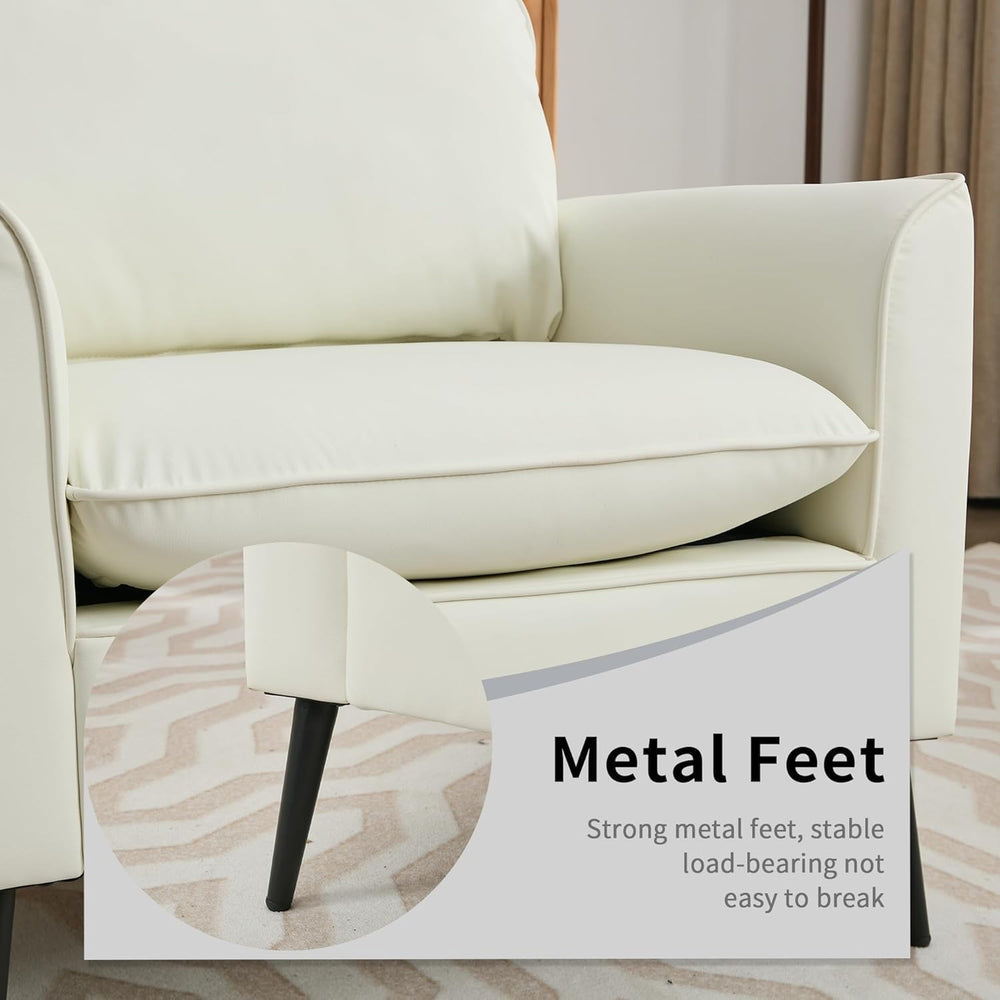 YISHENG Mid-Century Modern Living Room Accent Chairs Set of 2 - Oversized Fau...