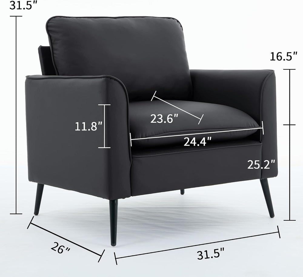 YISHENG Mid-Century Modern Living Room Accent Chairs Set of 2 - Oversized Fau...