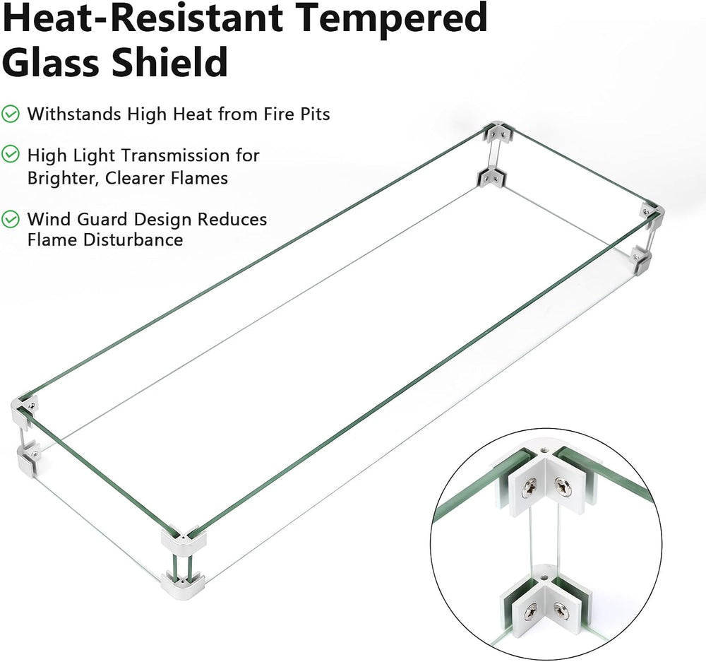 GRISUN Upgraded 36 x 12 Inch Rectangular Drop-in Fire Pit Burner Kit