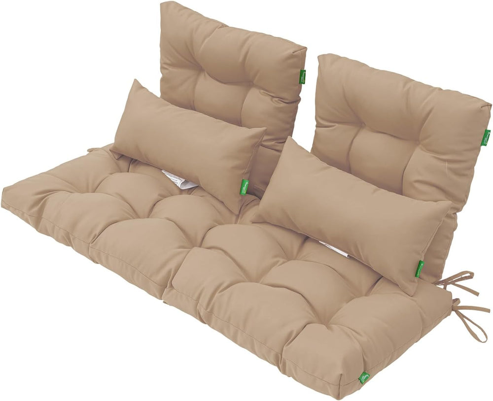 Outdoor Wicker Chair Cushions of 5Pieces,Tufted Patio Bench Cushions & 2S...