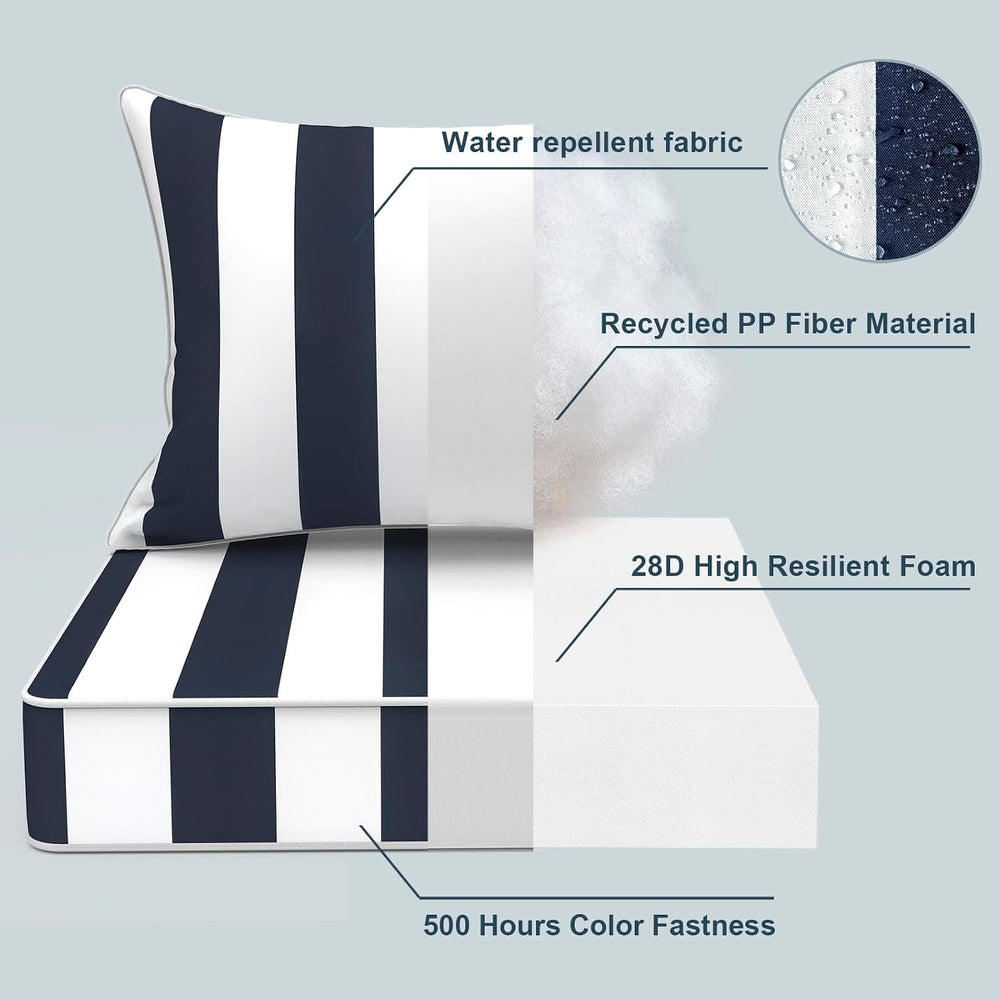 LVTXIII Outdoor/Indoor Deep Seat Cushion Patio Seat and Back Cushion Set All-...