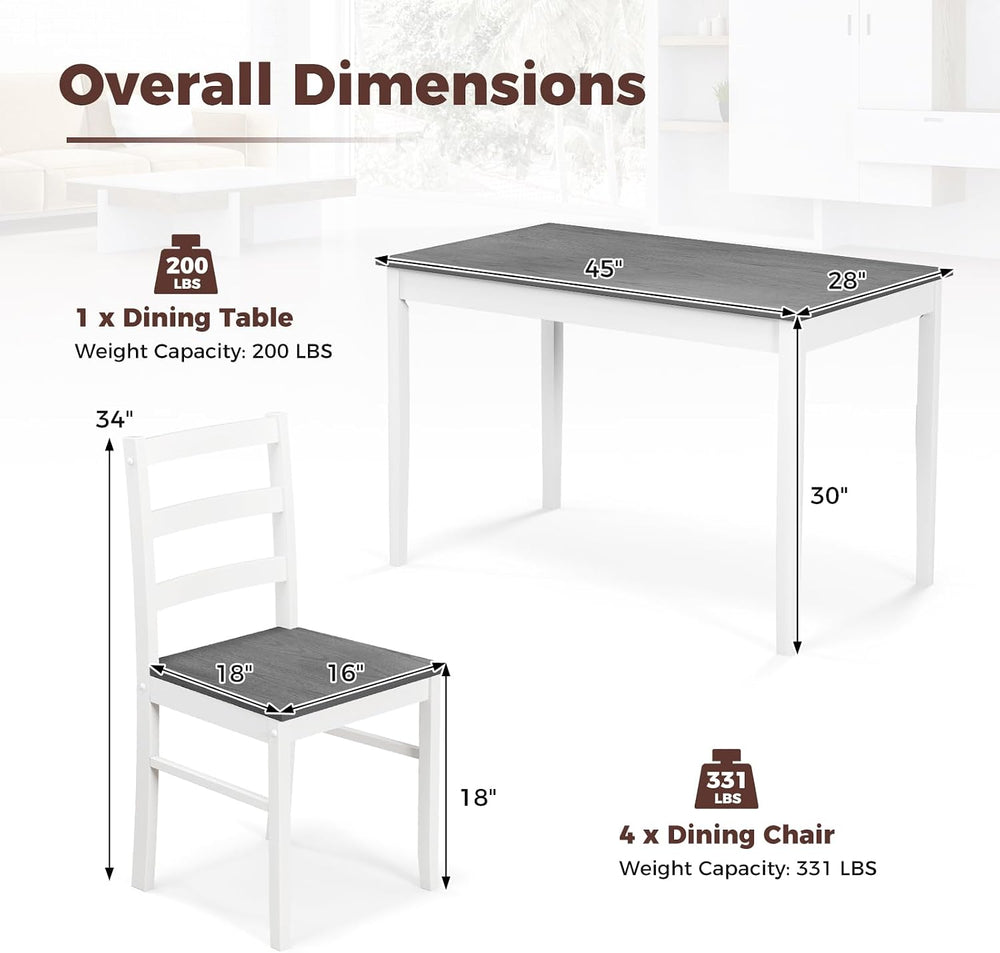 GOFLAME 5 Piece Dining Table Set for 4, Farmhouse Kitchen Table and 4 Chairs ...