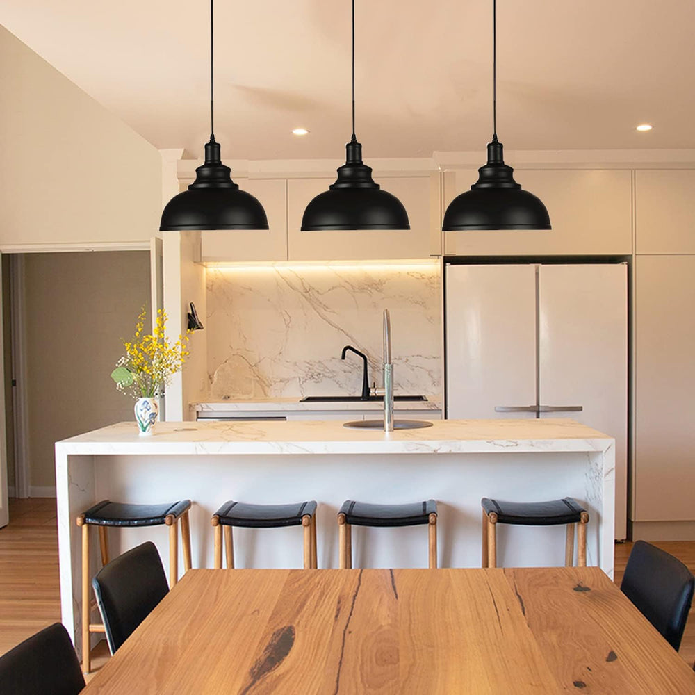 Black Dome Metal Pendant Lights - Hanging Ceiling Fixture for Industrial, Far...