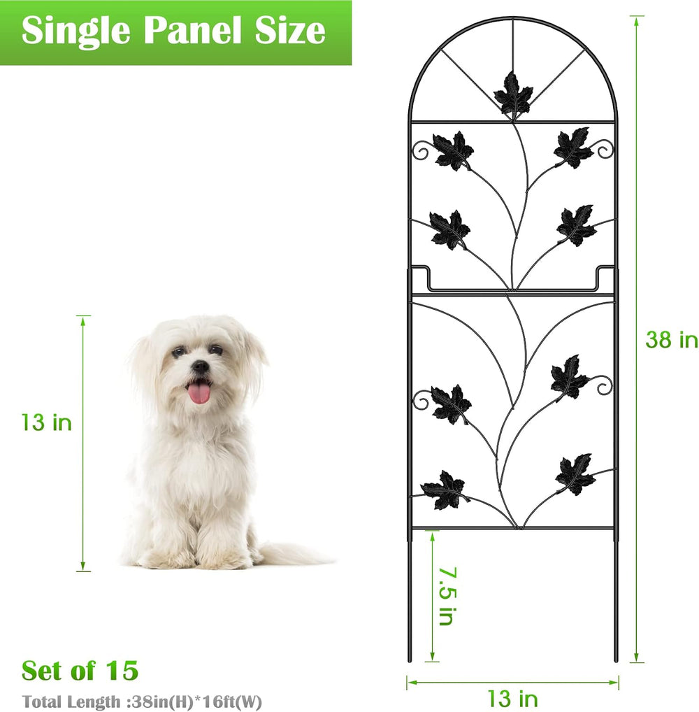 15 Pack Decorative Garden Fence Panels No Dig Fencing, Total 38in (H) x 16ft ...