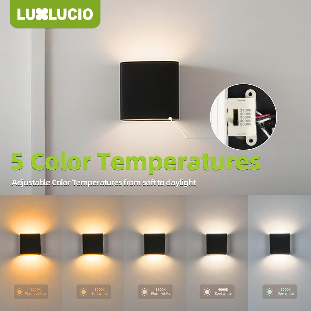 2 Pack Indoor Outdoor Black Up and Down LED Wall Light, Modern Bedroom/Porch ...