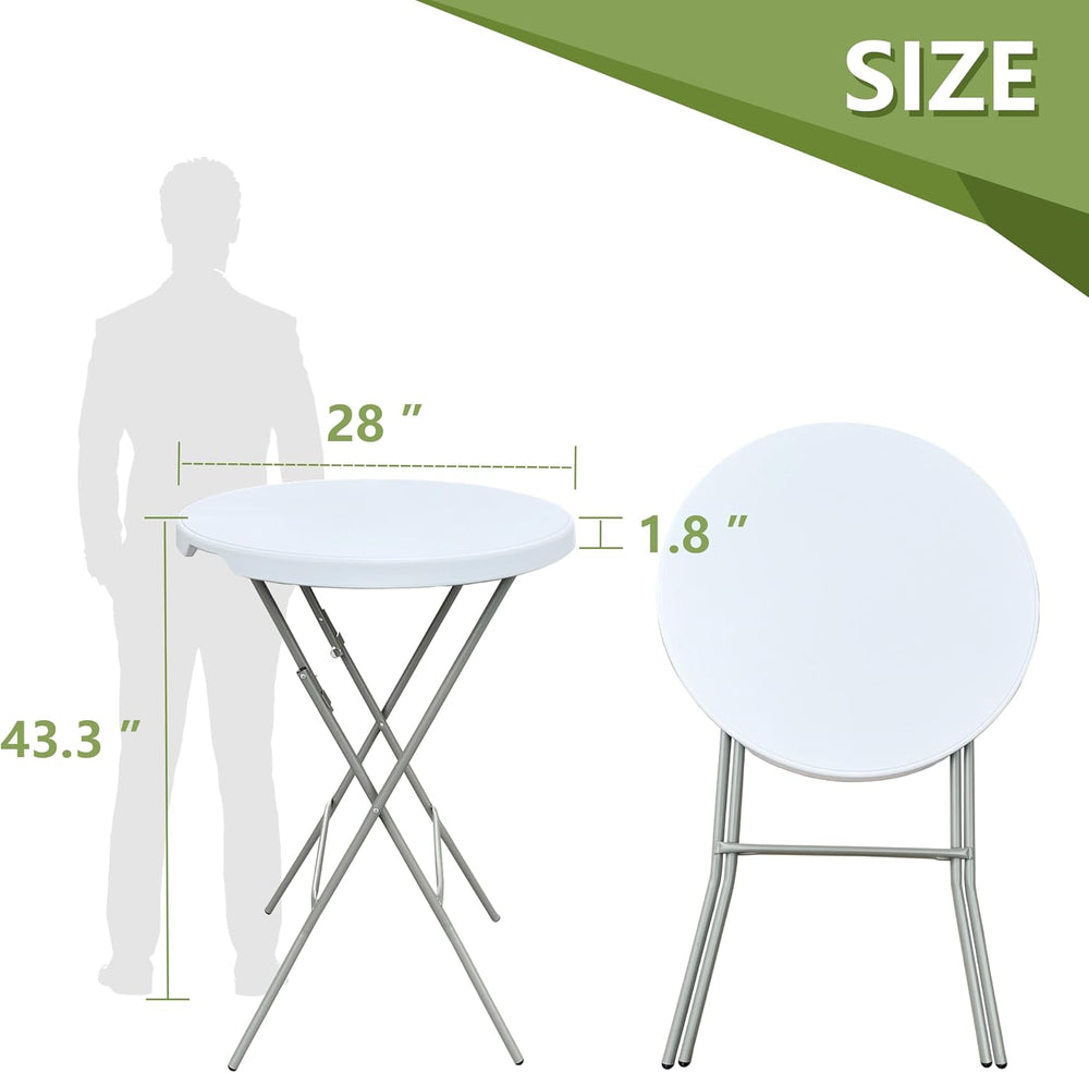 28in Cocktail Table, no Assembly Required, High Top Folding Table