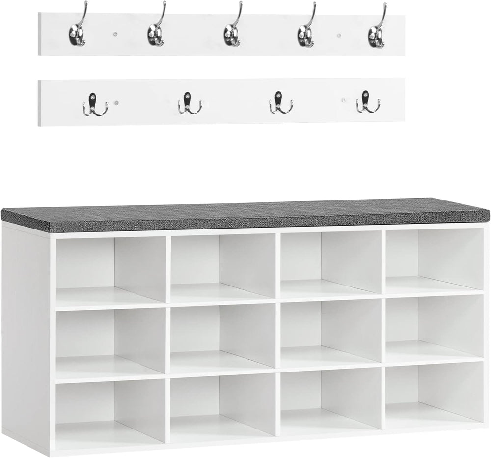 HOOBRO Shoe Storage Bench with Cushion, 39.4" L Entryway Bench with 12 C...