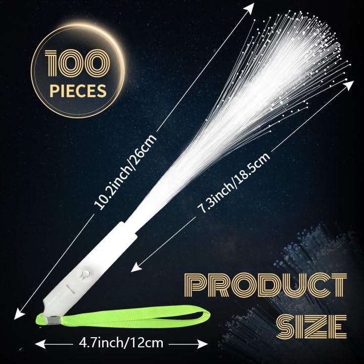 SHQDD 100 PCS White Fiber Optic Wands, LED Fiber Wands, Wedding Party Supplie...