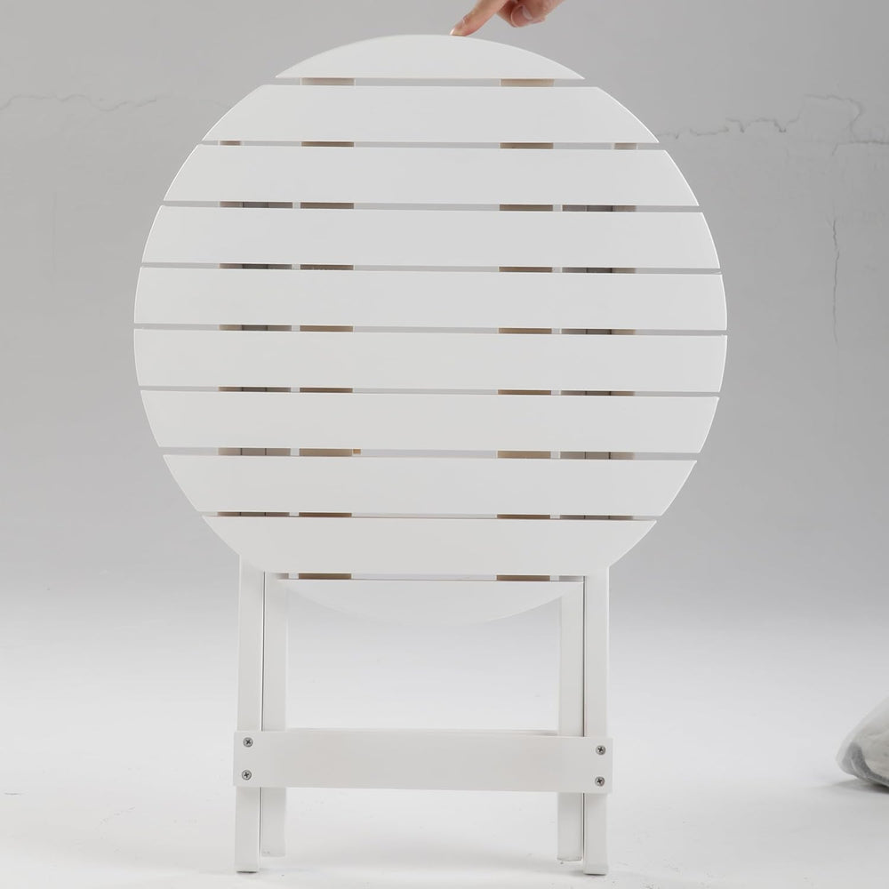 Outdoor Small Table, Round Folding Wooden Patio Side Table Furniture End Tabl...