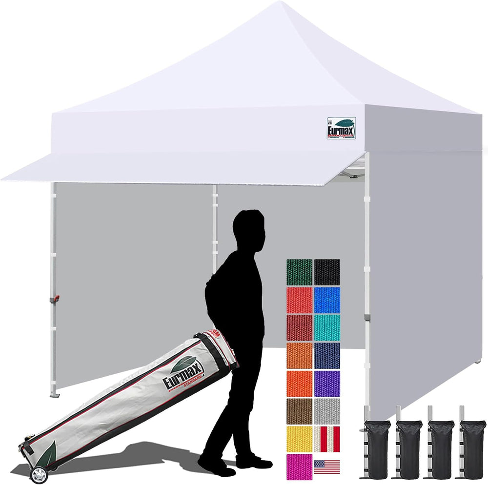 Eurmax USA 10x10 Pop Up Canopy,Commercial Tent with Patented No-Tip Rolling B...