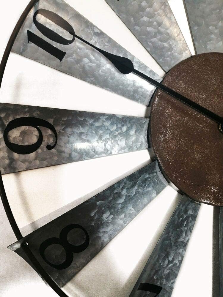 Evursua 24 Inch Modern Farmhouse Clock Large Metal Windmill Clock for Walls I...