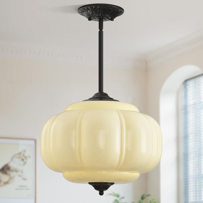 15in Cream Glass Schoolhouse Light Fixture Large, Bulb Included
