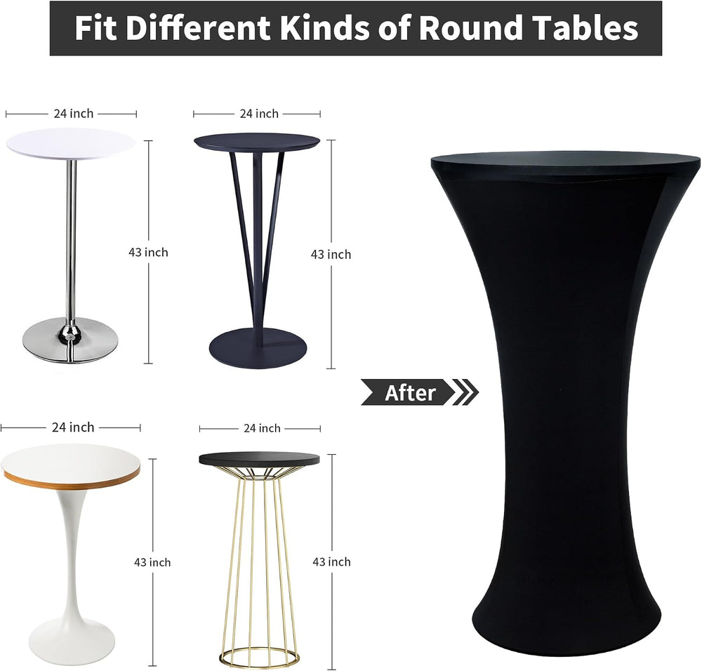 Wolkemer 4PCS 24x43 Inch Fitted Cocktail Tablecloth, Cocktail Table Cover