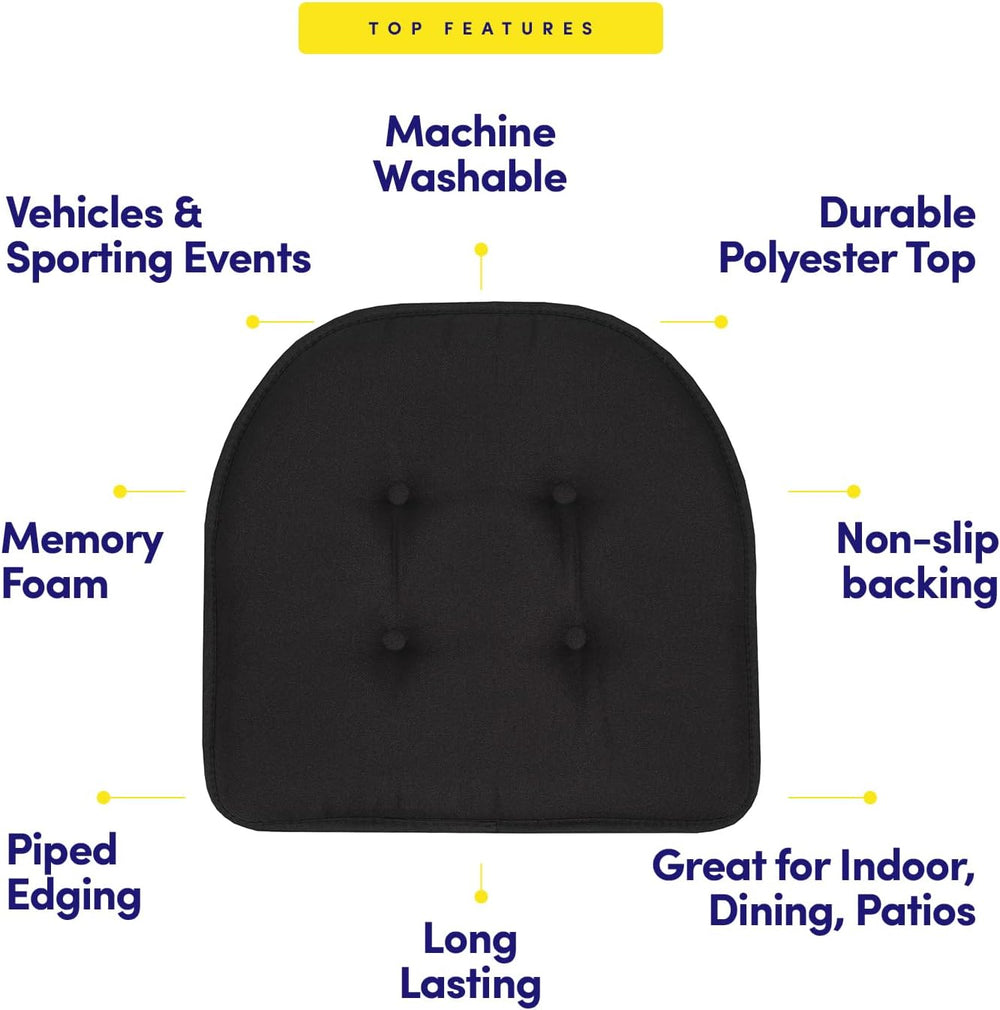 Sweet Home Collection Chair Cushion Memory Foam Pads Tufted Slip Non Skid Rub...