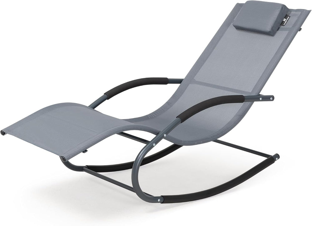 Outdoor Lounge Chair with Pillow, Pool Lounger, Grayish Blue