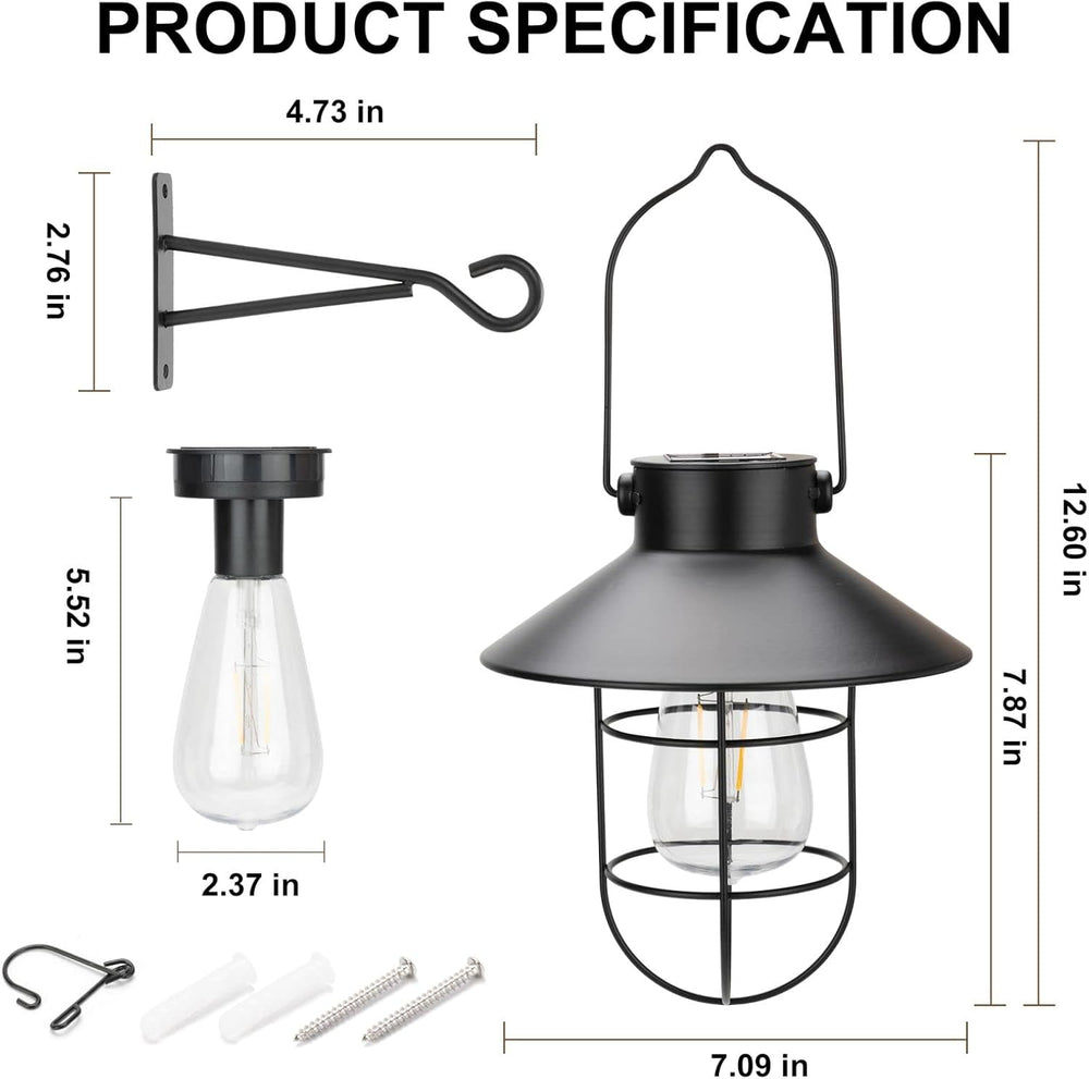 pearlstar Solar Lanterns Outdoor Metal Solar Powered Hanging Lights Waterproo...